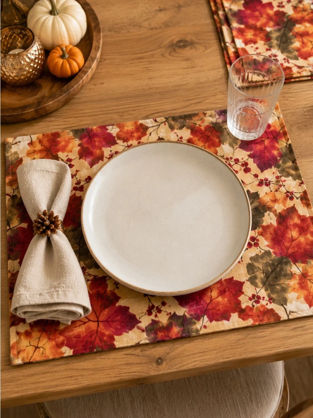 Set of 6 Fall Leaf Placemats 13x19 Thanksgiving Autumn Table Decor